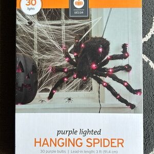 NIB Halloween Purple Lighted Hanging Spider